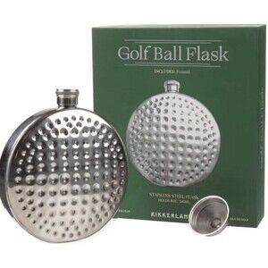 New Kikkerland 8-oz. Stainless Steel Golf Ball Flask With Funnel
